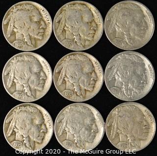 (9) Buffalo Nickels