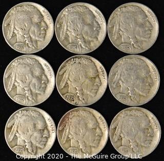 (9) Buffalo Nickels