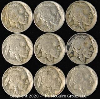 (9) Buffalo Nickels