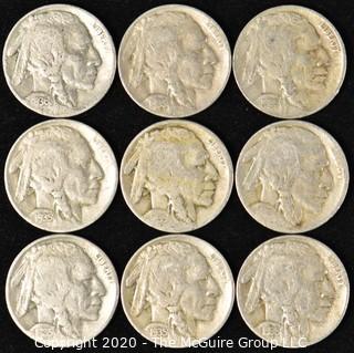 (9) Buffalo Nickels