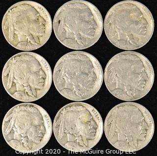 (9) Buffalo Nickels