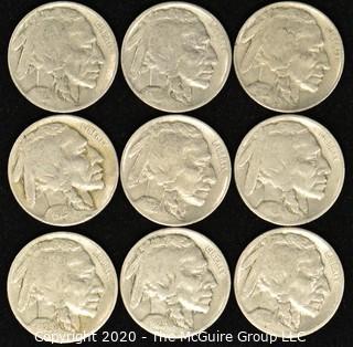 (9) Buffalo Nickels