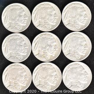 (9) Buffalo Nickels