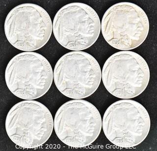 (9) Buffalo Nickels