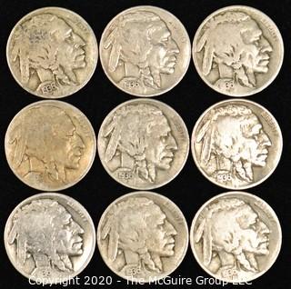 (9) Buffalo Nickels