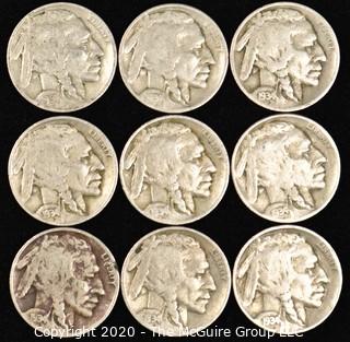 (9) Buffalo Nickels