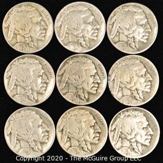 (9) Buffalo Nickels