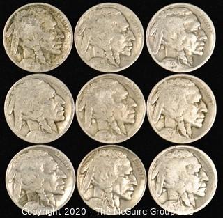 (9) Buffalo Nickels