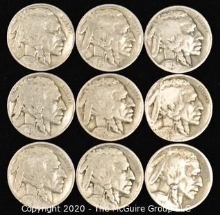 (9) Buffalo Nickels