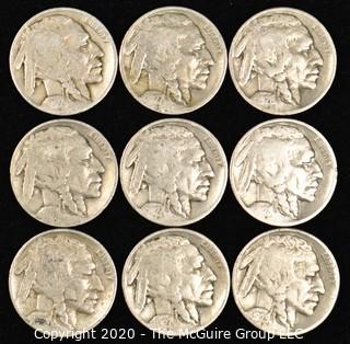 (9) Buffalo Nickels