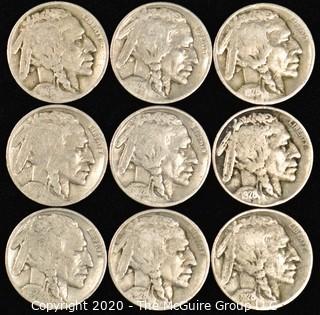 (9) Buffalo Nickels