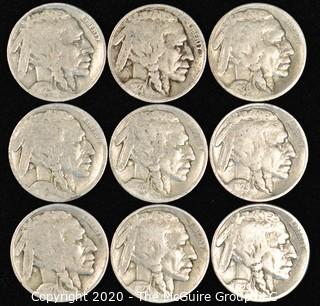 (9) Buffalo Nickels