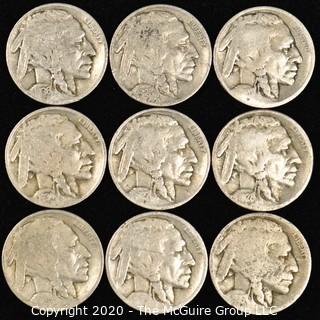 (9) Buffalo Nickels