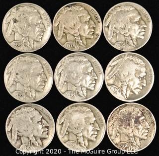 (9) Buffalo Nickels