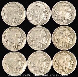 (9) Buffalo Nickels