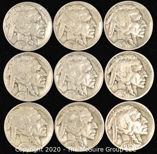 (9) Buffalo Nickels