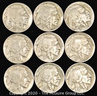 (9) Buffalo Nickels