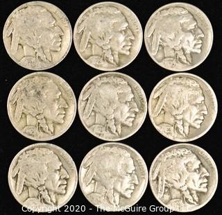 (9) Buffalo Nickels