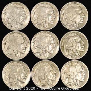 (9) Buffalo Nickels