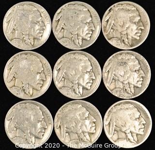 (9) Buffalo Nickels