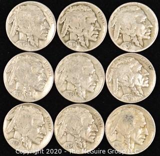 (9) Buffalo Nickels