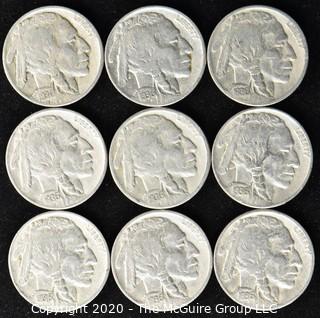 (9) Buffalo Nickels