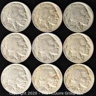 (9) Buffalo Nickels