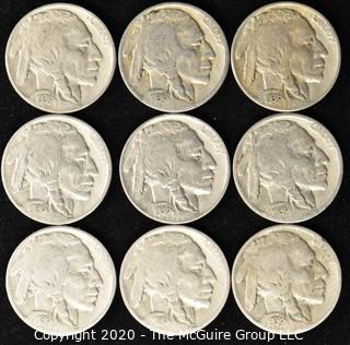 (9) Buffalo Nickels