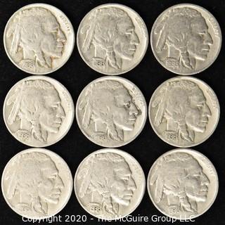 (9) Buffalo Nickels