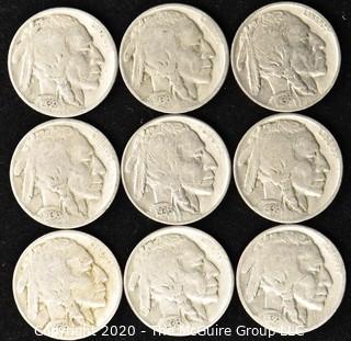 (9) Buffalo Nickels