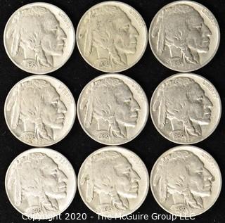 (9) Buffalo Nickels