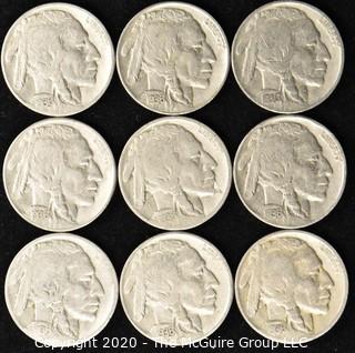 (9) Buffalo Nickels