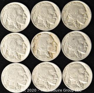 (9) Buffalo Nickels