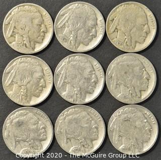 (9) Buffalo Nickels