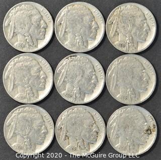 (9) Buffalo Nickels