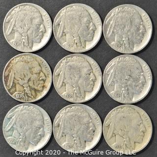 (9) Buffalo Nickels