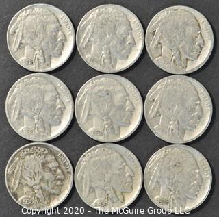 (9) Buffalo Nickels