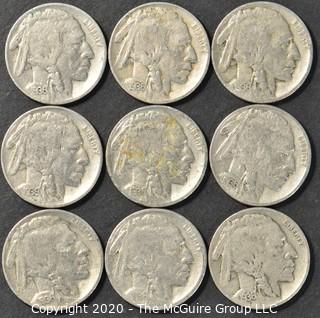 (9) Buffalo Nickels