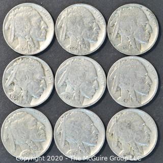 (9) Buffalo Nickels