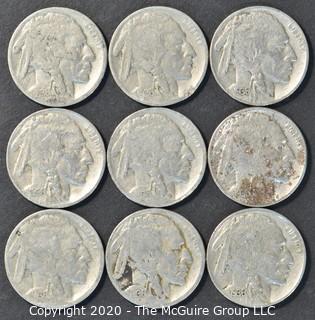 (9) Buffalo Nickels