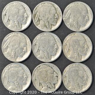 (9) Buffalo Nickels