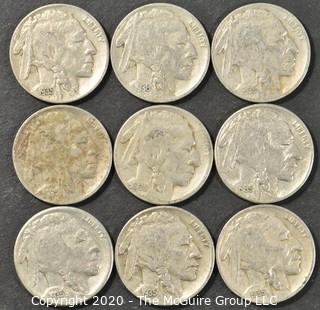 (9) Buffalo Nickels