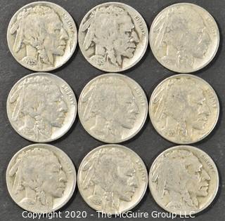 (9) Buffalo Nickels