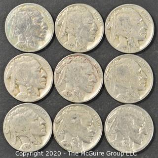 (9) Buffalo Nickels