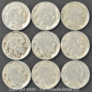 (9) Buffalo Nickels