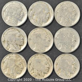 (9) Buffalo Nickels