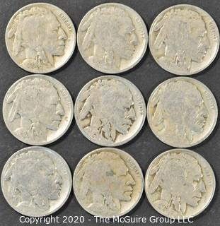 (9) Buffalo Nickels