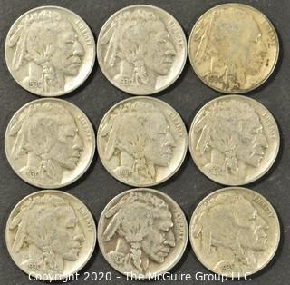 (9) Buffalo Nickels