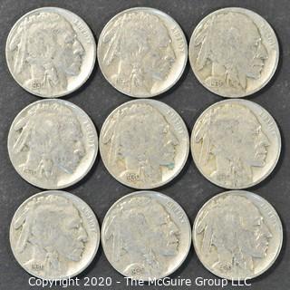 (9) Buffalo Nickels