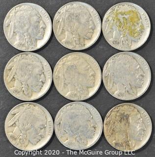 (9) Buffalo Nickels